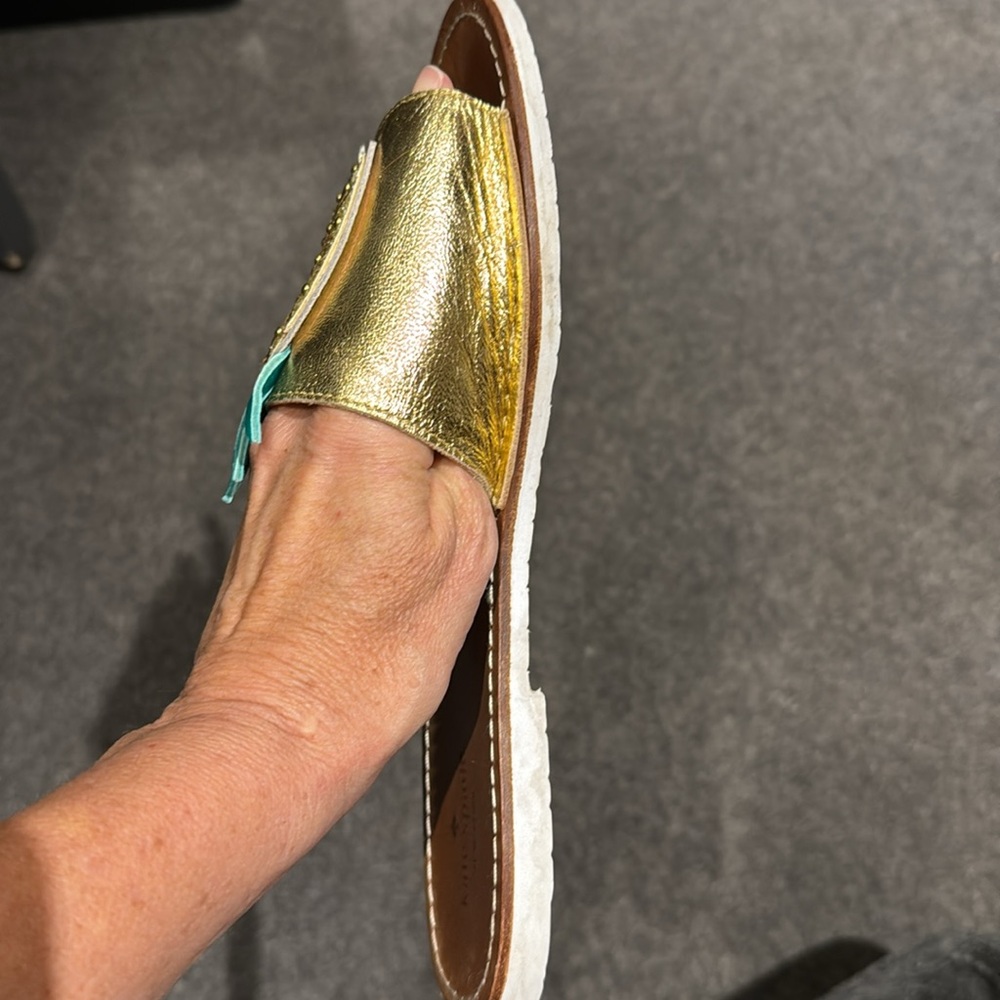 Kate Spade Gold Slides with Pineapple Accent - Picture 3 of 5